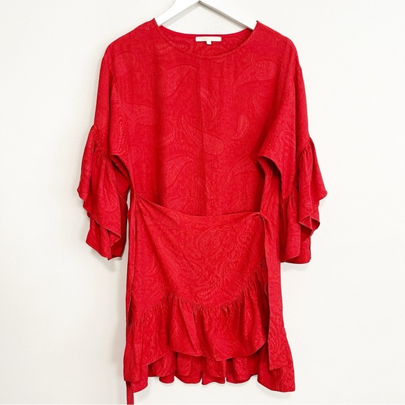 Maje Red Ruffled Mini Dress - Picture 5 of 13